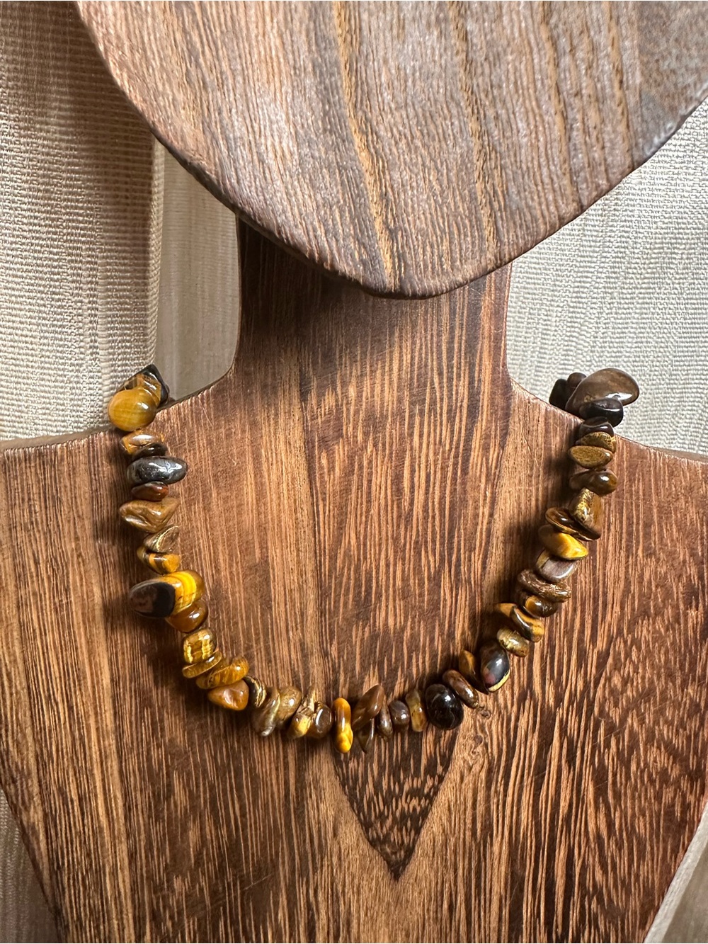 Tiger Eye Chip Necklace in Brown and Gold - Picture 2 of 9
